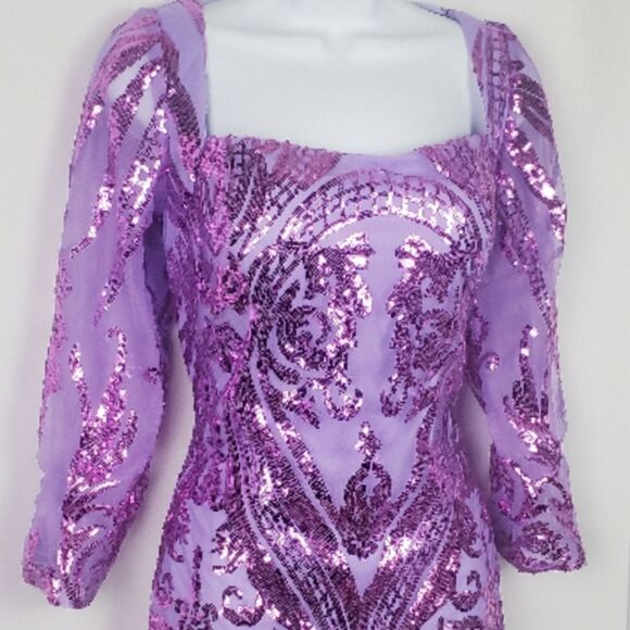 Purple Sequined Party Dress - Picture 7 of 10